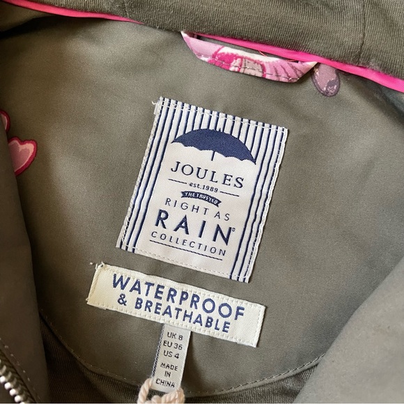 Joules “The Coast” Peony printed anorak style rain jacket - Picture 8 of 11
